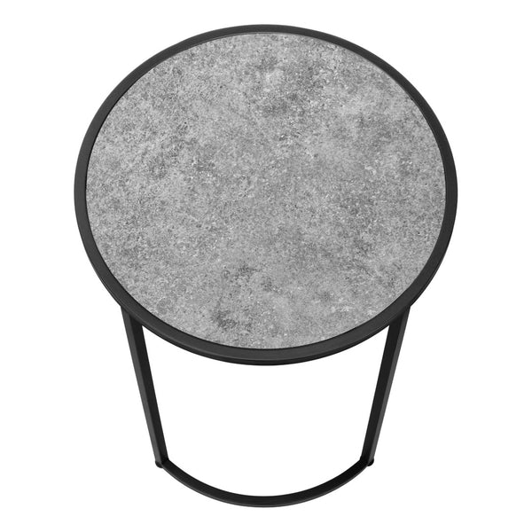Monarch Specialties Accent Table, Side, Round, End, Nightstand, Lamp, Living Room, Bedroom, Grey Laminate, Black Metal, Contemporary, Modern Grey,Black, Black Metal,Mdf I 2206