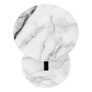 Monarch Specialties Accent Table, Side, Round, End, Nightstand, Lamp, Living Room, Bedroom, White Marble Look Laminate, Black Metal, Contemporary, Modern White,Black, Black Metal,Mdf I 2210