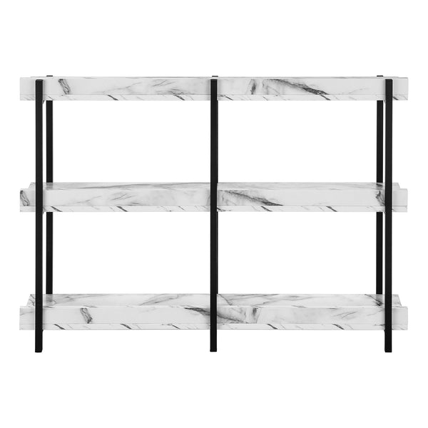 Monarch Specialties Accent Table, Console, Entryway, Narrow, Sofa, Living Room, Bedroom, White Marble Look Laminate, Black Metal, Contemporary, Modern White Particle Board,Metal I 2221