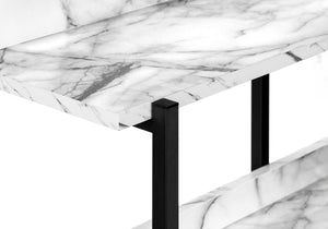 Monarch Specialties Accent Table, Console, Entryway, Narrow, Sofa, Living Room, Bedroom, White Marble Look Laminate, Black Metal, Contemporary, Modern White Particle Board,Metal I 2221