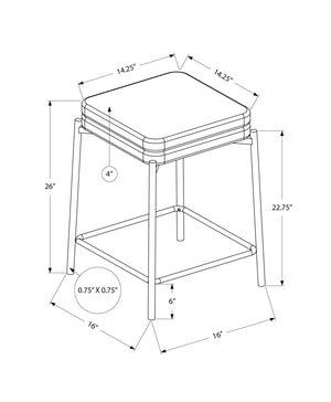 Monarch Specialties Barstool, Counter Height, Set Of 2, Kitchen, Grey Fabric, White Metal, Contemporary, Modern White,Grey, Grey Metal,Foam,Particle Board I 2227
