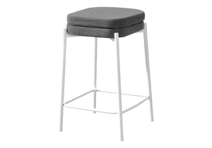 Monarch Specialties Barstool, Counter Height, Set Of 2, Kitchen, Grey Fabric, White Metal, Contemporary, Modern White,Grey, Grey Metal,Foam,Particle Board I 2227