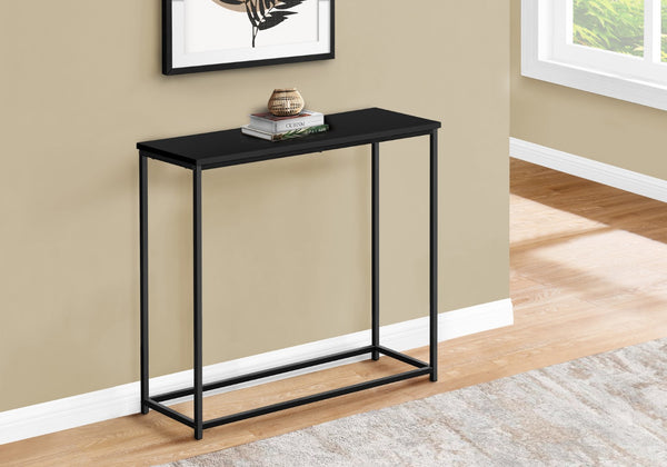 Monarch Specialties Accent Table, Console, Entryway, Narrow, Sofa, Living Room, Bedroom, Black Laminate, Black Metal, Contemporary, Modern Black Particle Board,Metal I 2250