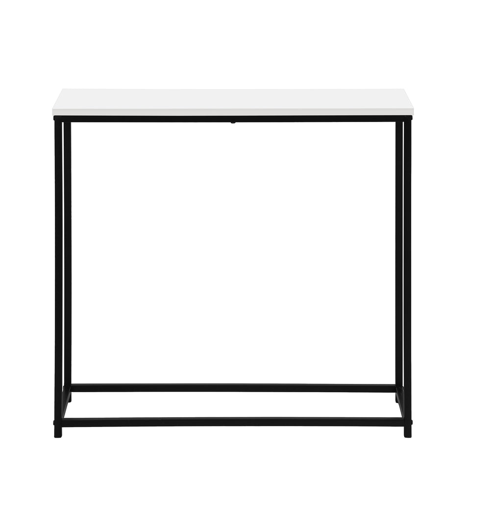 Monarch Specialties Accent Table, Console, Entryway, Narrow, Sofa, Living Room, Bedroom, White Laminate, Black Metal, Contemporary, Modern White,Black, Black Particle Board,Metal I 2252