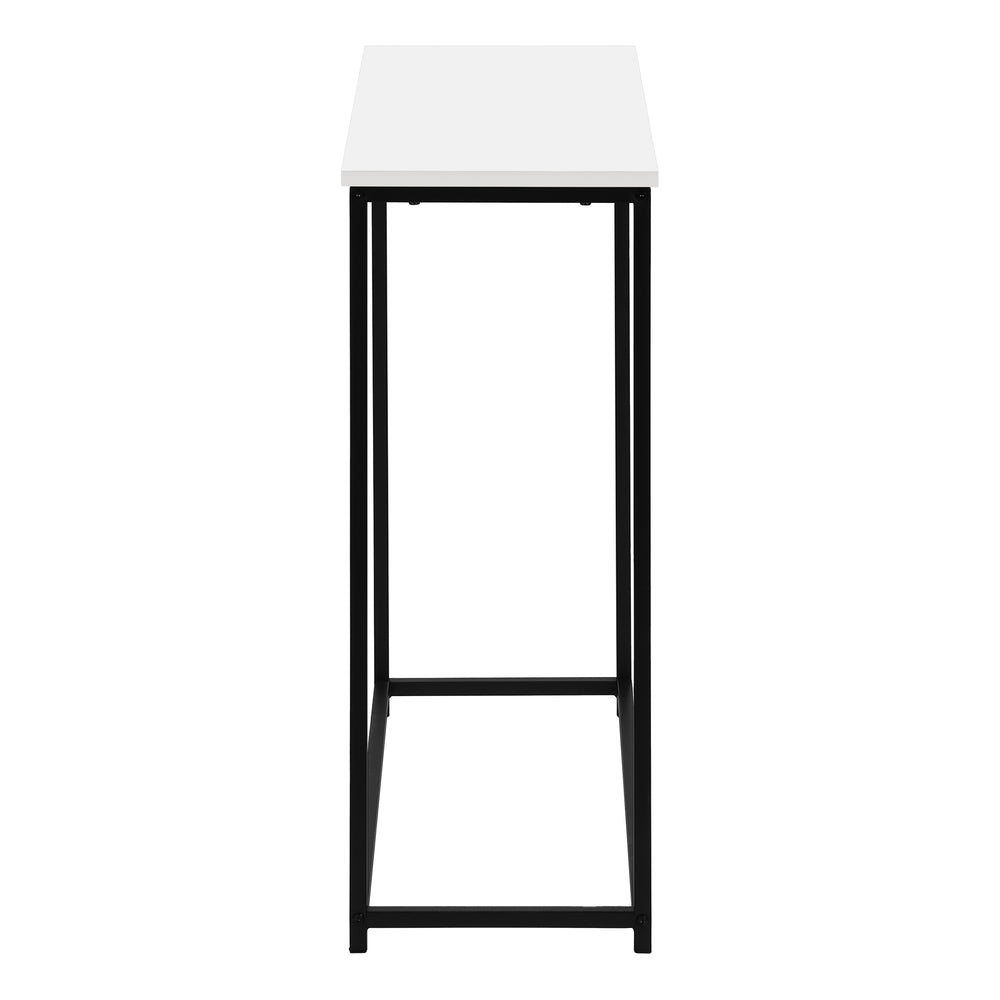 Monarch Specialties Accent Table, Console, Entryway, Narrow, Sofa, Living Room, Bedroom, White Laminate, Black Metal, Contemporary, Modern White,Black, Black Particle Board,Metal I 2252