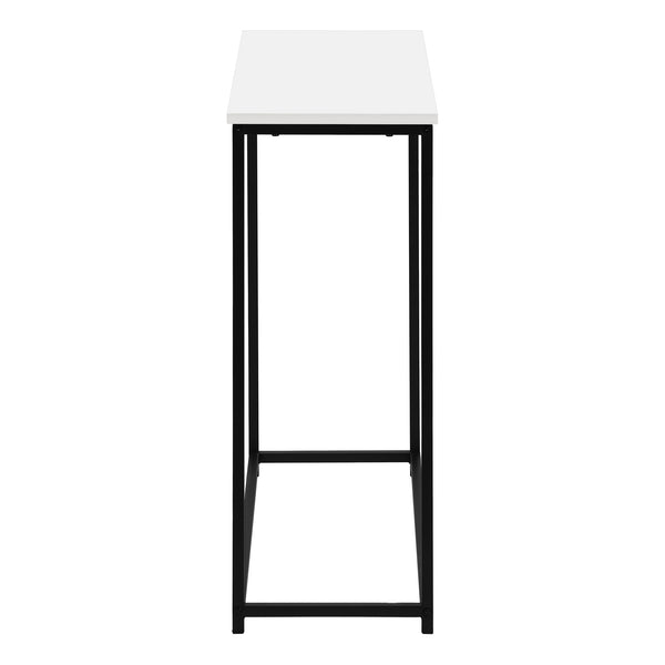 Monarch Specialties Accent Table, Console, Entryway, Narrow, Sofa, Living Room, Bedroom, White Laminate, Black Metal, Contemporary, Modern White,Black, Black Particle Board,Metal I 2252