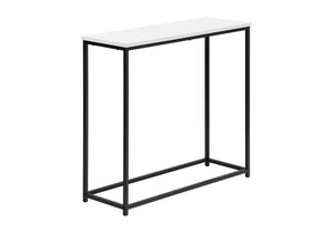 Monarch Specialties Accent Table, Console, Entryway, Narrow, Sofa, Living Room, Bedroom, White Laminate, Black Metal, Contemporary, Modern White,Black, Black Particle Board,Metal I 2252