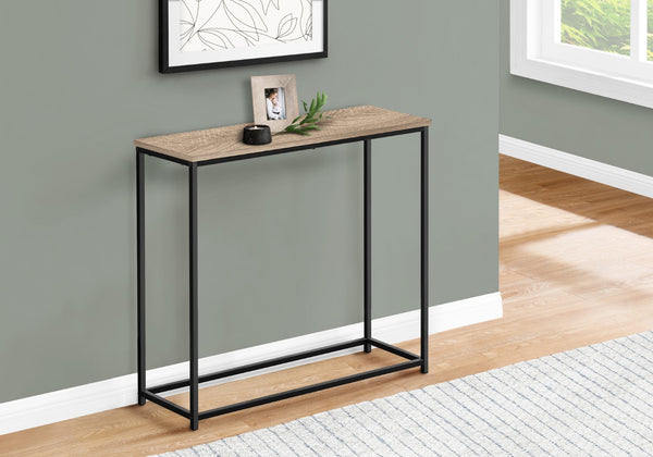 Monarch Specialties Accent Table, Console, Entryway, Narrow, Sofa, Living Room, Bedroom, Brown Laminate, Black Metal, Contemporary, Modern Dark Taupe,Black, Black Particle Board,Metal I 2253