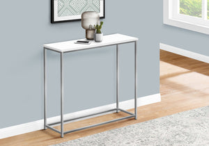 Monarch Specialties Accent Table, Console, Entryway, Narrow, Sofa, Living Room, Bedroom, White Laminate, Grey Metal, Contemporary, Modern White,Silver, Silver Particle Board,Metal I 2256