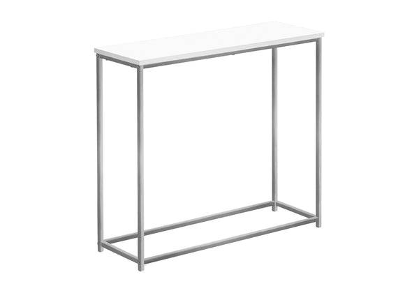 Monarch Specialties Accent Table, Console, Entryway, Narrow, Sofa, Living Room, Bedroom, White Laminate, Grey Metal, Contemporary, Modern White,Silver, Silver Particle Board,Metal I 2256