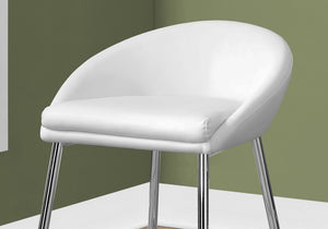 Monarch Specialties Bar Stool, Set Of 2, Counter Height, Kitchen, Chrome Metal, White Leather Look, Contemporary, Modern White Foam,Mdf,Metal,Leather,Look I 2296