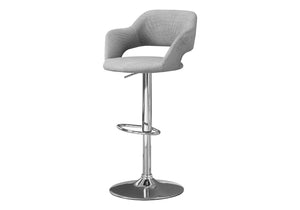 Monarch Specialties Bar Stool, Swivel, Bar Height, Adjustable, Chrome Metal, Grey Fabric, Contemporary, Modern Grey Foam,Mdf,Metal,Polyester I 2363