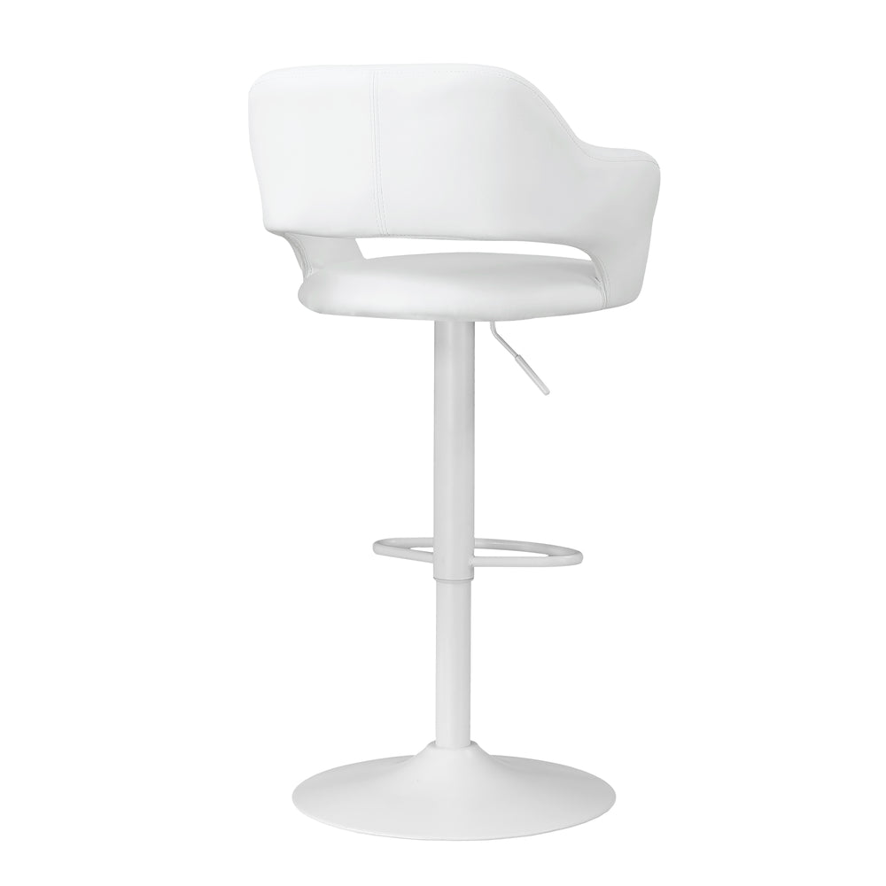 Monarch Specialties Bar Stool, Swivel, Bar Height, Adjustable, White Metal, Leather Look, Contemporary, Modern White Foam,Mdf,Metal,Leather,Look I 2382