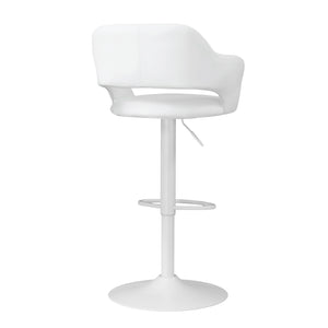 Monarch Specialties Bar Stool, Swivel, Bar Height, Adjustable, White Metal, Leather Look, Contemporary, Modern White Foam,Mdf,Metal,Leather,Look I 2382