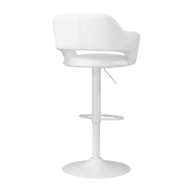Monarch Specialties Bar Stool, Swivel, Bar Height, Adjustable, White Metal, Leather Look, Contemporary, Modern White Foam,Mdf,Metal,Leather,Look I 2382