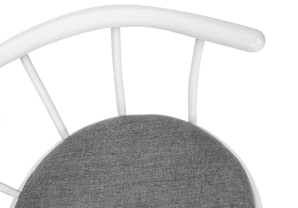 Monarch Specialties Barstool, Set Of 2, Swivel, Bar Height, White Metal, Grey Fabric, Contemporary, Modern White,Grey, Grey Metal,Foam,Particle Board,Cotton I 2397