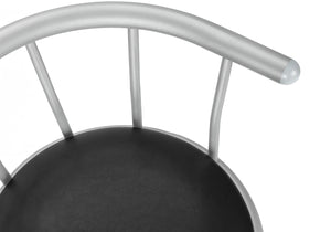 Monarch Specialties Barstool, Set Of 2, Swivel, Bar Height, Grey Metal, Black Leather Look, Contemporary Silver,Black, Black Metal,Foam,Particle Board,Polyester I 2399