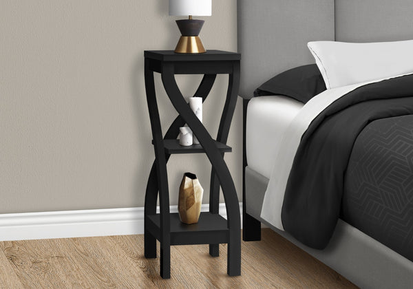 Monarch Specialties Accent Table, Side, End, Plant Stand, Square, Living Room, Bedroom, Black Laminate, Transitional Black Particle Board,Laminate I 2414
