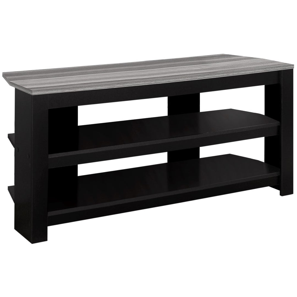 Monarch Specialties Tv Stand, 42 Inch, Console, Media Entertainment Center, Storage Shelves, Living Room, Bedroom, Black And Grey Laminate, Contemporary, Modern Black,Grey, Grey Particle Board,Laminate I 2564