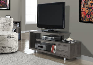 Monarch Specialties Tv Stand, 60 Inch, Console, Media Entertainment Center, Storage Cabinet, Living Room, Bedroom, Brown Laminate, Contemporary, Modern Dark Taupe,Silver, Silver Particle Board,Hollow,Core,Laminate,Mdf,Metal I 2574