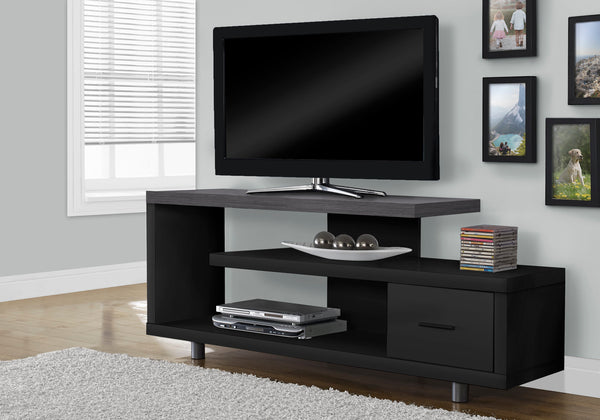 Monarch Specialties Tv Stand, 60 Inch, Console, Media Entertainment Center, Storage Cabinet, Living Room, Bedroom, Black And Grey Laminate, Contemporary, Modern Black,Grey, Grey Particle Board,Hollow,Core,Laminate,Mdf,Metal I 2575