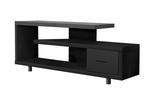 Monarch Specialties Tv Stand, 60 Inch, Console, Media Entertainment Center, Storage Cabinet, Living Room, Bedroom, Black And Grey Laminate, Contemporary, Modern Black,Grey, Grey Particle Board,Hollow,Core,Laminate,Mdf,Metal I 2575