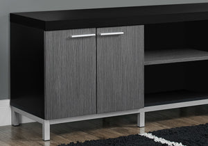 Monarch Specialties Tv Stand, 60 Inch, Console, Media Entertainment Center, Storage Cabinet, Living Room, Bedroom, Black And Grey Laminate, Contemporary Black,Grey,Silver, Grey,Silver Particle Board,Hollow,Core,Laminate,Mdf,Metal I 2590