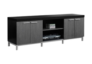 Monarch Specialties Tv Stand, 60 Inch, Console, Media Entertainment Center, Storage Cabinet, Living Room, Bedroom, Black And Grey Laminate, Contemporary Black,Grey,Silver, Grey,Silver Particle Board,Hollow,Core,Laminate,Mdf,Metal I 2590