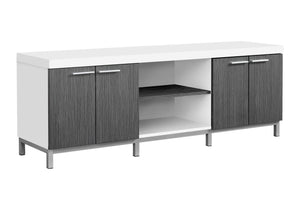 Monarch Specialties Tv Stand, 60 Inch, Console, Media Entertainment Center, Storage Cabinet, Living Room, Bedroom, White And Grey Laminate, Contemporary White,Grey,Silver, Grey,Silver Particle Board,Hollow,Core,Laminate,Mdf,Metal I 2591