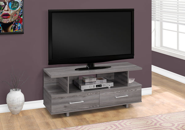 Monarch Specialties Tv Stand, 48 Inch, Console, Media Entertainment Center, Storage Cabinet, Living Room, Bedroom, Grey Laminate, Contemporary, Modern Grey Particle Board,Laminate I 2608