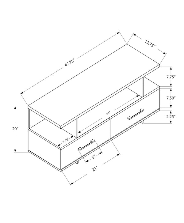 Monarch Specialties Tv Stand, 48 Inch, Console, Media Entertainment Center, Storage Cabinet, Living Room, Bedroom, Grey Laminate, Contemporary, Modern Grey Particle Board,Laminate I 2608