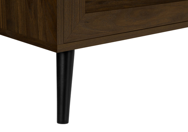 Monarch Specialties Tv Stand, 72 Inch, Console, Media Entertainment Center, Storage Cabinet, Living Room, Bedroom, Brown Laminate, Black Wood Legs, Transitional Brown,Black, Black Particle Board,Mdf,Solid Wood I 2717