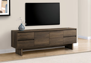 Monarch Specialties Tv Stand, 72 Inch, Console, Media Entertainment Center, Storage Drawers, Storage Cabinet, Brown Laminate, Transitional Brown Particle Board I 2718