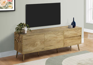 Monarch Specialties Tv Stand, 72 Inch, Console, Media Entertainment Center, Storage Drawers, Storage Cabinet, Walnut Laminate, Mid Century Walnut Particle Board,Mdf,Solid Wood I 2722