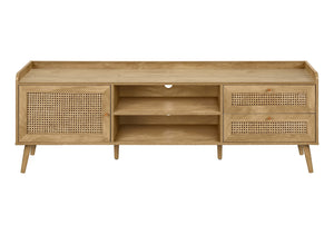 Monarch Specialties Tv Stand, 72 Inch, Console, Media Entertainment Center, Storage Cabinet, Living Room, Bedroom, Walnut Laminate, Wood Legs, Transitional Walnut Particle Board,Mdf,Rattan,Solid Wood I 2723