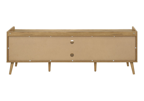 Monarch Specialties Tv Stand, 72 Inch, Console, Media Entertainment Center, Storage Cabinet, Living Room, Bedroom, Walnut Laminate, Wood Legs, Transitional Walnut Particle Board,Mdf,Rattan,Solid Wood I 2723