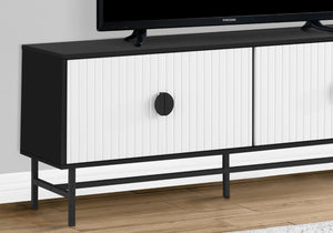 Monarch Specialties Tv Stand, 60 Inch, Console, Media Entertainment Center, Storage Cabinet, Living Room, Bedroom, Black And White Laminate, Black Metal, Contemporary, Modern Black,White, White Particle Board,Mdf,Metal I 2732