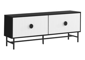 Monarch Specialties Tv Stand, 60 Inch, Console, Media Entertainment Center, Storage Cabinet, Living Room, Bedroom, Black And White Laminate, Black Metal, Contemporary, Modern Black,White, White Particle Board,Mdf,Metal I 2732