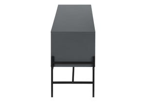Monarch Specialties Tv Stand, 60 Inch, Console, Media Entertainment Center, Storage Cabinet, Living Room, Bedroom, Grey Laminate, Black Metal, Contemporary, Modern Grey,Black, Black Particle Board,Mdf,Metal I 2739