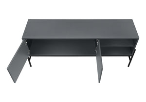Monarch Specialties Tv Stand, 60 Inch, Console, Media Entertainment Center, Storage Cabinet, Living Room, Bedroom, Grey Laminate, Black Metal, Contemporary, Modern Grey,Black, Black Particle Board,Mdf,Metal I 2739