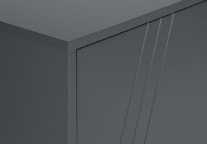 Monarch Specialties Tv Stand, 60 Inch, Console, Media Entertainment Center, Storage Cabinet, Living Room, Bedroom, Grey Laminate, Black Metal, Contemporary, Modern Grey,Black, Black Particle Board,Mdf,Metal I 2739