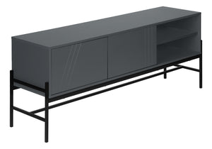 Monarch Specialties Tv Stand, 60 Inch, Console, Media Entertainment Center, Storage Cabinet, Living Room, Bedroom, Grey Laminate, Black Metal, Contemporary, Modern Grey,Black, Black Particle Board,Mdf,Metal I 2739