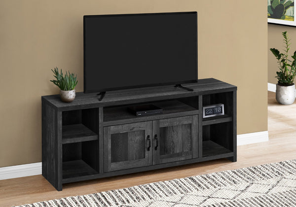 Monarch Specialties Tv Stand, 60 Inch, Console, Media Entertainment Center, Storage Cabinet, Living Room, Bedroom, Black Laminate, Transitional Black Mdf,Hollow,Core,Laminate,Particle Board I 2743