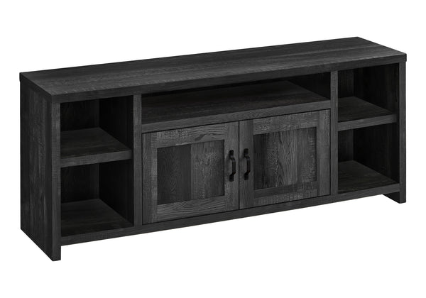 Monarch Specialties Tv Stand, 60 Inch, Console, Media Entertainment Center, Storage Cabinet, Living Room, Bedroom, Black Laminate, Transitional Black Mdf,Hollow,Core,Laminate,Particle Board I 2743