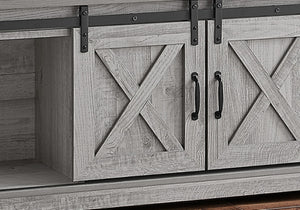 Monarch Specialties Tv Stand, 60 Inch, Console, Media Entertainment Center, Storage Cabinet, Living Room, Bedroom, Grey Laminate, Transitional Grey Particle Board,Metal I 2747