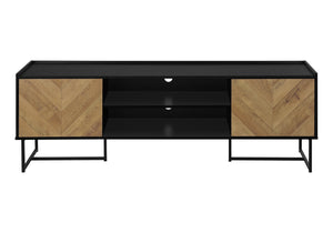 Monarch Specialties Tv Stand, 72 Inch, Console, Media Entertainment Center, Storage Cabinet, Living Room, Bedroom, Brown And Black Laminate, Black Metal, Contemporary, Modern Black Particle Board,Mdf,Metal I 2752