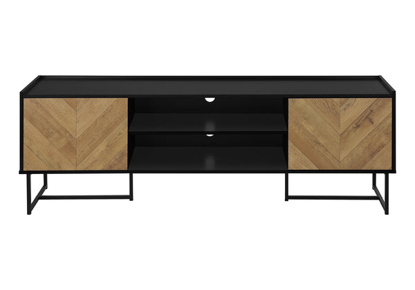 Monarch Specialties Tv Stand, 72 Inch, Console, Media Entertainment Center, Storage Cabinet, Living Room, Bedroom, Brown And Black Laminate, Black Metal, Contemporary, Modern Black Particle Board,Mdf,Metal I 2752
