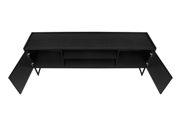 Monarch Specialties Tv Stand, 72 Inch, Console, Media Entertainment Center, Storage Cabinet, Living Room, Bedroom, Brown And Black Laminate, Black Metal, Contemporary, Modern Black Particle Board,Mdf,Metal I 2752