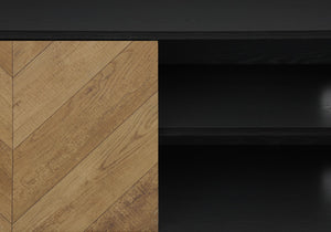 Monarch Specialties Tv Stand, 72 Inch, Console, Media Entertainment Center, Storage Cabinet, Living Room, Bedroom, Brown And Black Laminate, Black Metal, Contemporary, Modern Black Particle Board,Mdf,Metal I 2752