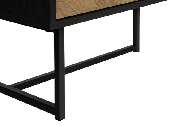 Monarch Specialties Tv Stand, 72 Inch, Console, Media Entertainment Center, Storage Cabinet, Living Room, Bedroom, Brown And Black Laminate, Black Metal, Contemporary, Modern Black Particle Board,Mdf,Metal I 2752